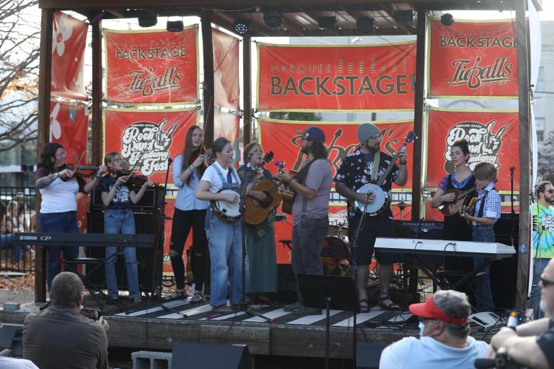 Bluegrass band on stage